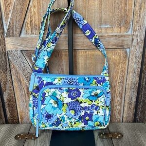 Vera Bradley Blue Aqua Purple Floral Quilted Crossbody